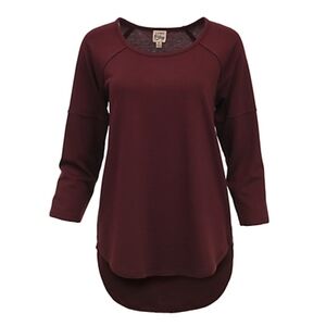 Como Vintage Women's 3-1/4-Sleeve French Terry Crew Neck Popover Tunic